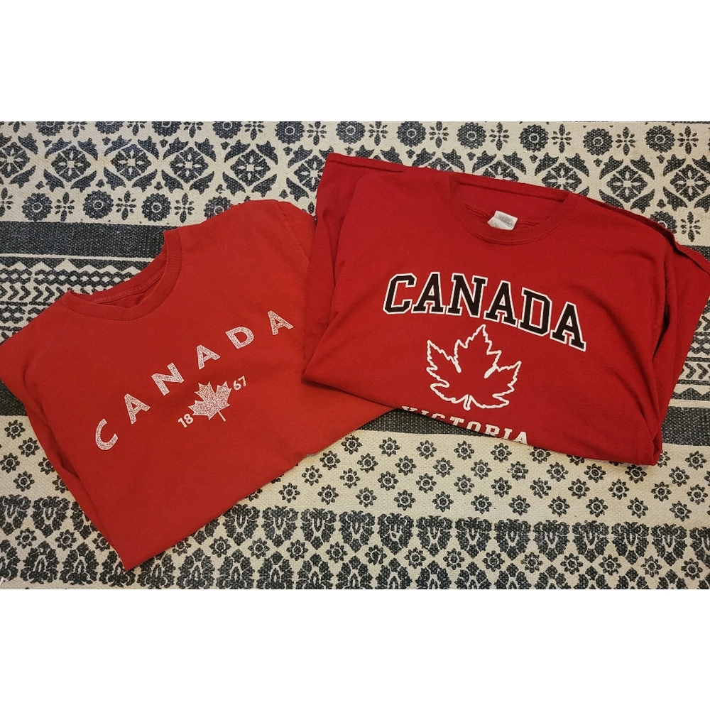 Bundle of 2 Canada red shirts one is xl and one is Large sold as a bundle